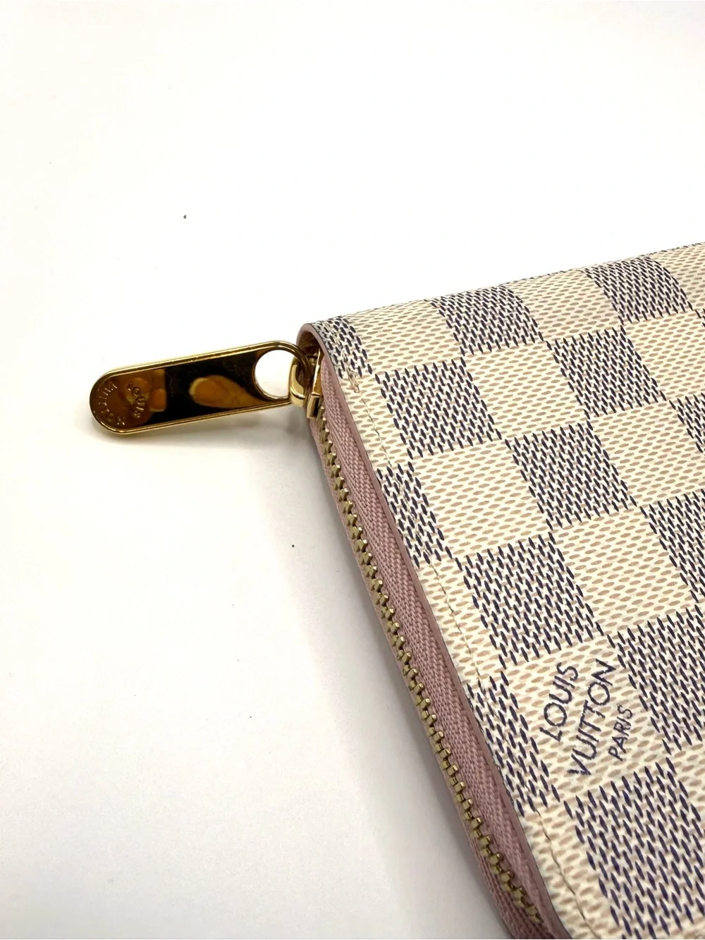Authentic Louis Vuitton Damier Azur Zip-Around Wallet - Rose Ballerine Pink